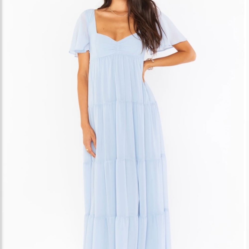 Nicole Maxi Dress-Steel Blue Chiffon